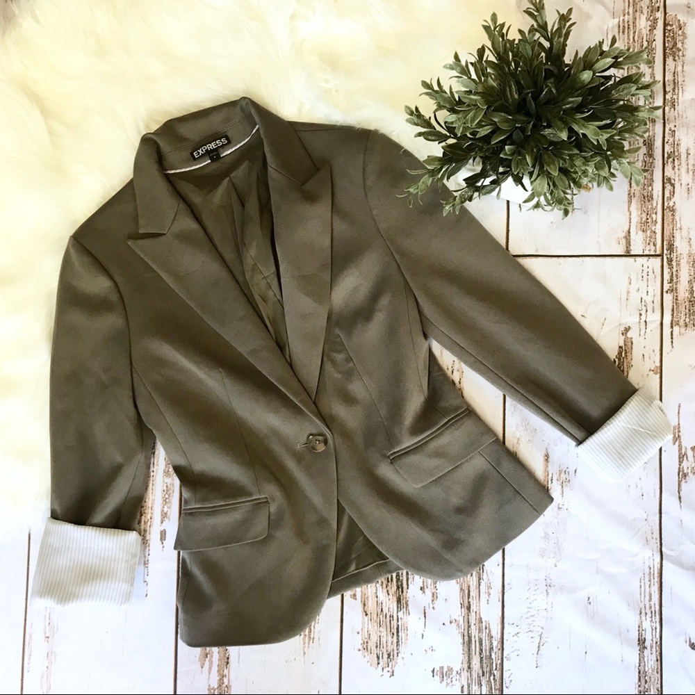 Express | Taupe Charcoal Blazer | Size 0